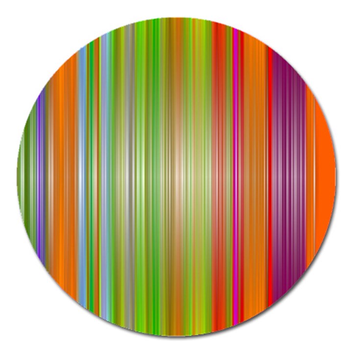 Rainbow Stripes Vertical Colorful Bright Magnet 5  (Round)