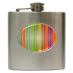 Rainbow Stripes Vertical Colorful Bright Hip Flask (6 oz)