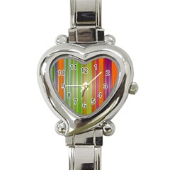 Rainbow Stripes Vertical Colorful Bright Heart Italian Charm Watch