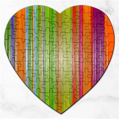 Rainbow Stripes Vertical Colorful Bright Jigsaw Puzzle (Heart)