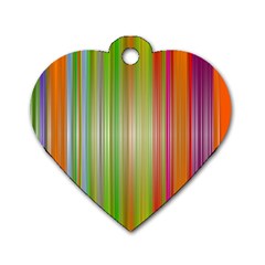 Rainbow Stripes Vertical Colorful Bright Dog Tag Heart (Two Sides)