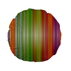 Rainbow Stripes Vertical Colorful Bright Standard 15  Premium Round Cushions by Mariart