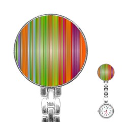 Rainbow Stripes Vertical Colorful Bright Stainless Steel Nurses Watch