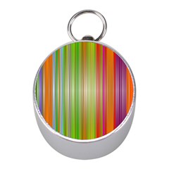 Rainbow Stripes Vertical Colorful Bright Mini Silver Compasses