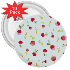 Root Vegetables Pattern Carrots 3  Buttons (10 Pack) 