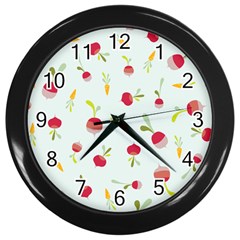 Root Vegetables Pattern Carrots Wall Clocks (black)