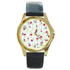 Root Vegetables Pattern Carrots Round Gold Metal Watch by Mariart