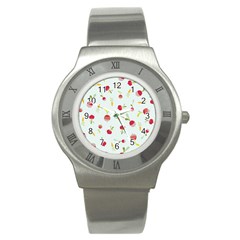 Root Vegetables Pattern Carrots Stainless Steel Watch