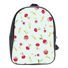 Root Vegetables Pattern Carrots School Bag (large) by Mariart