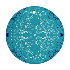 Repeatable Patterns Shutterstock Blue Leaf Heart Love Ornament (round) by Mariart