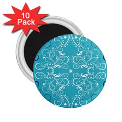 Repeatable Patterns Shutterstock Blue Leaf Heart Love 2 25  Magnets (10 Pack) 