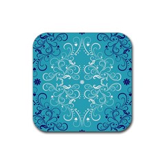 Repeatable Patterns Shutterstock Blue Leaf Heart Love Rubber Coaster (square) 