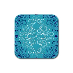 Repeatable Patterns Shutterstock Blue Leaf Heart Love Rubber Square Coaster (4 Pack)  by Mariart