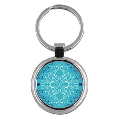 Repeatable Patterns Shutterstock Blue Leaf Heart Love Key Chains (round) 