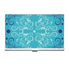 Repeatable Patterns Shutterstock Blue Leaf Heart Love Business Card Holders by Mariart