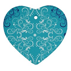 Repeatable Patterns Shutterstock Blue Leaf Heart Love Heart Ornament (two Sides) by Mariart