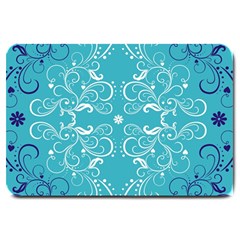 Repeatable Patterns Shutterstock Blue Leaf Heart Love Large Doormat 