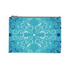 Repeatable Patterns Shutterstock Blue Leaf Heart Love Cosmetic Bag (large)  by Mariart