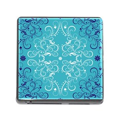 Repeatable Patterns Shutterstock Blue Leaf Heart Love Memory Card Reader (square) by Mariart