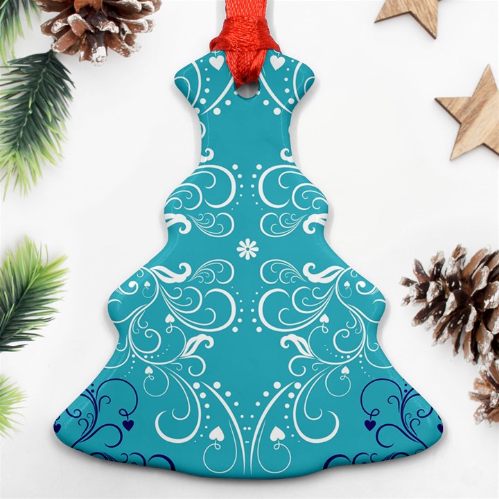 Repeatable Patterns Shutterstock Blue Leaf Heart Love Ornament (Christmas Tree) 