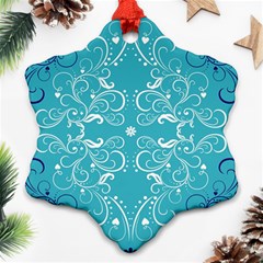 Repeatable Patterns Shutterstock Blue Leaf Heart Love Snowflake Ornament (two Sides) by Mariart