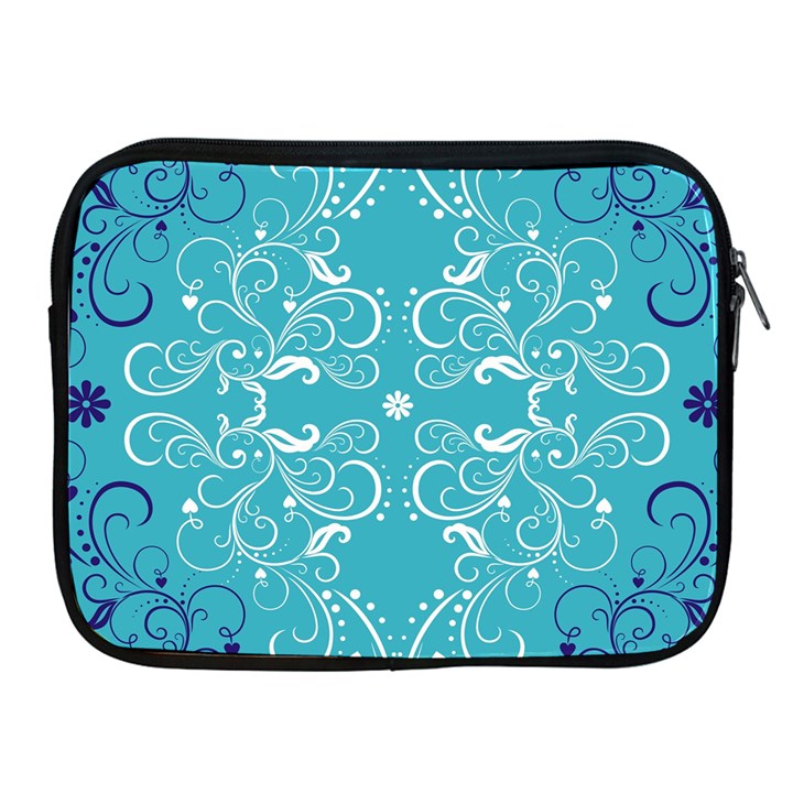 Repeatable Patterns Shutterstock Blue Leaf Heart Love Apple iPad 2/3/4 Zipper Cases