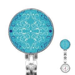 Repeatable Patterns Shutterstock Blue Leaf Heart Love Stainless Steel Nurses Watch