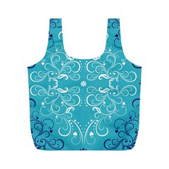 Repeatable Patterns Shutterstock Blue Leaf Heart Love Full Print Recycle Bags (m)  by Mariart