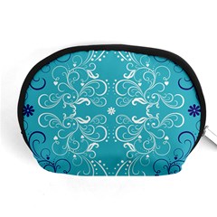 Repeatable Patterns Shutterstock Blue Leaf Heart Love Accessory Pouches (medium) 