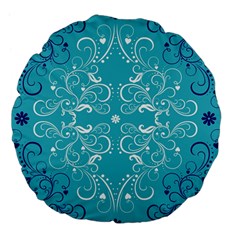 Repeatable Patterns Shutterstock Blue Leaf Heart Love Large 18  Premium Flano Round Cushions by Mariart