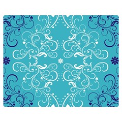 Repeatable Patterns Shutterstock Blue Leaf Heart Love Double Sided Flano Blanket (medium)  by Mariart