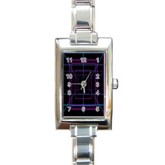 Retro Neon Grid Squares And Circle Pop Loop Motion Background Plaid Purple Rectangle Italian Charm Watch by Mariart