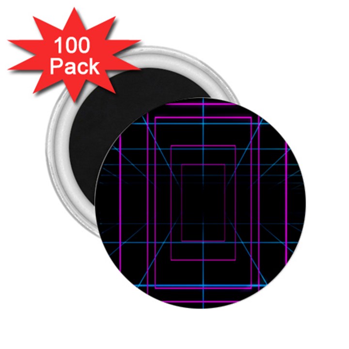 Retro Neon Grid Squares And Circle Pop Loop Motion Background Plaid Purple 2.25  Magnets (100 pack) 