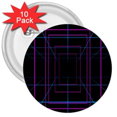 Retro Neon Grid Squares And Circle Pop Loop Motion Background Plaid Purple 3  Buttons (10 Pack)  by Mariart