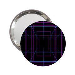 Retro Neon Grid Squares And Circle Pop Loop Motion Background Plaid Purple 2 25  Handbag Mirrors by Mariart