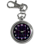 Retro Neon Grid Squares And Circle Pop Loop Motion Background Plaid Purple Key Chain Watches Front