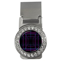 Retro Neon Grid Squares And Circle Pop Loop Motion Background Plaid Purple Money Clips (cz)  by Mariart