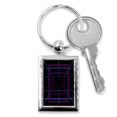 Retro Neon Grid Squares And Circle Pop Loop Motion Background Plaid Purple Key Chains (rectangle) 