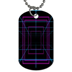 Retro Neon Grid Squares And Circle Pop Loop Motion Background Plaid Purple Dog Tag (one Side) by Mariart