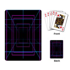 Retro Neon Grid Squares And Circle Pop Loop Motion Background Plaid Purple Playing Card by Mariart