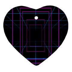 Retro Neon Grid Squares And Circle Pop Loop Motion Background Plaid Purple Heart Ornament (two Sides) by Mariart