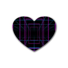 Retro Neon Grid Squares And Circle Pop Loop Motion Background Plaid Purple Heart Coaster (4 Pack) 