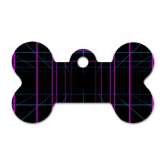 Retro Neon Grid Squares And Circle Pop Loop Motion Background Plaid Purple Dog Tag Bone (one Side)