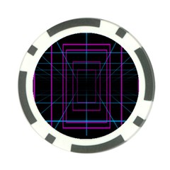 Retro Neon Grid Squares And Circle Pop Loop Motion Background Plaid Purple Poker Chip Card Guard by Mariart