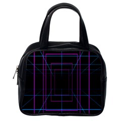 Retro Neon Grid Squares And Circle Pop Loop Motion Background Plaid Purple Classic Handbags (one Side) by Mariart