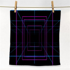 Retro Neon Grid Squares And Circle Pop Loop Motion Background Plaid Purple Face Towel