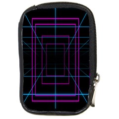 Retro Neon Grid Squares And Circle Pop Loop Motion Background Plaid Purple Compact Camera Cases