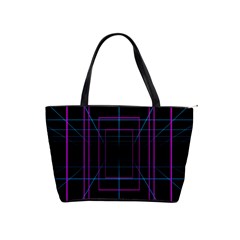 Retro Neon Grid Squares And Circle Pop Loop Motion Background Plaid Purple Shoulder Handbags by Mariart