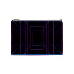 Retro Neon Grid Squares And Circle Pop Loop Motion Background Plaid Purple Cosmetic Bag (medium) 