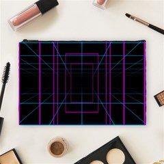 Retro Neon Grid Squares And Circle Pop Loop Motion Background Plaid Purple Cosmetic Bag (large)  by Mariart